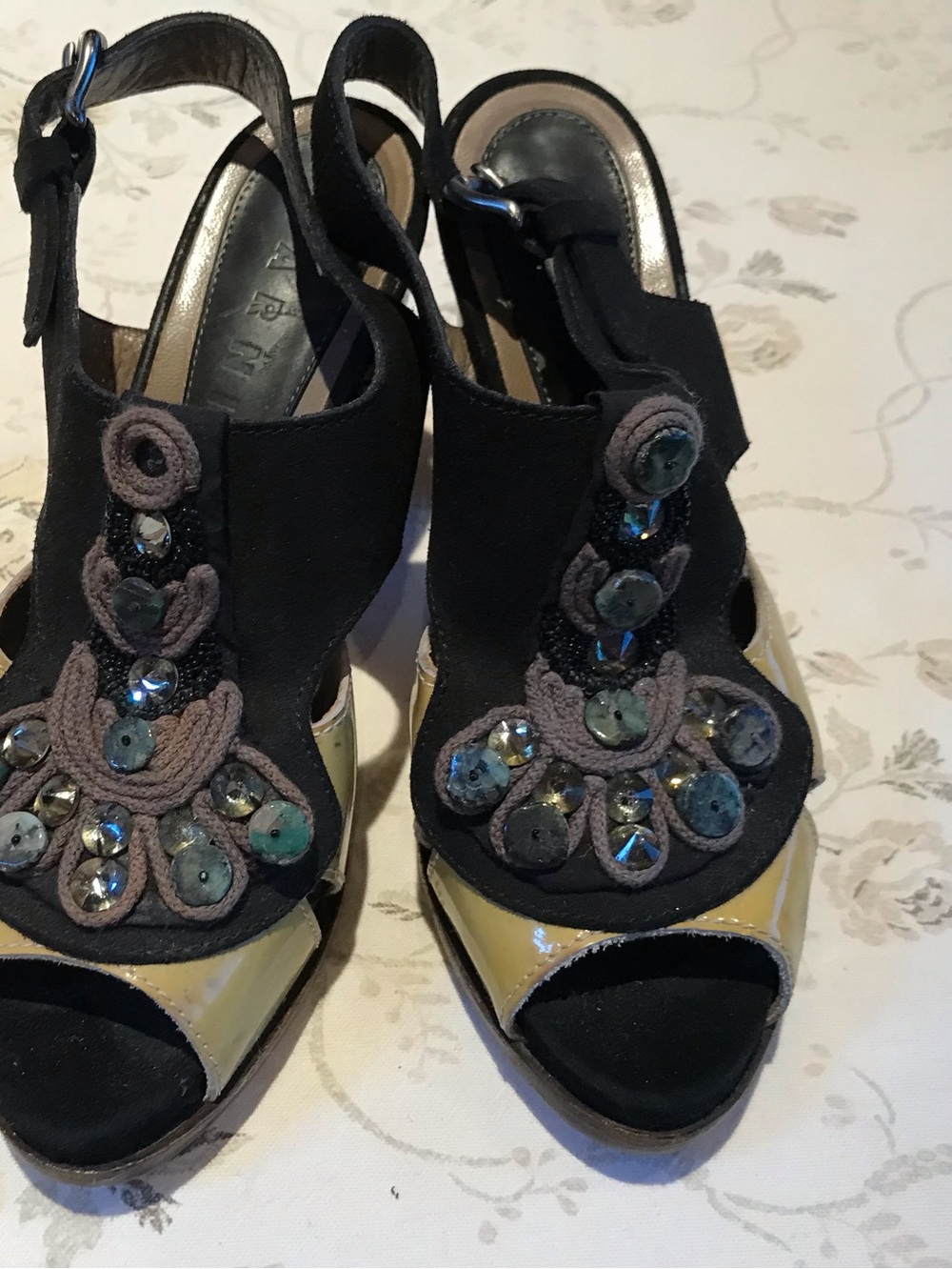 Black and Gold Embellished Women's Dress sling back
